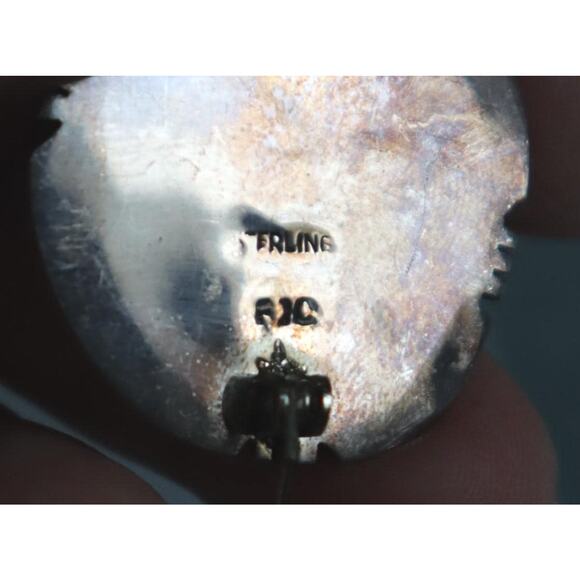 Vintage Native Opal Mosaic Sterling Brooch Marked FJC - Picture 4 of 4